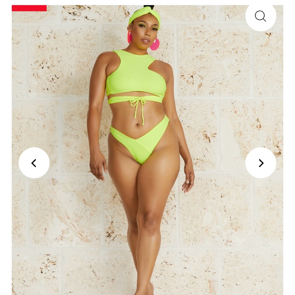 Keva J women’s bikini, size large, neon yellow